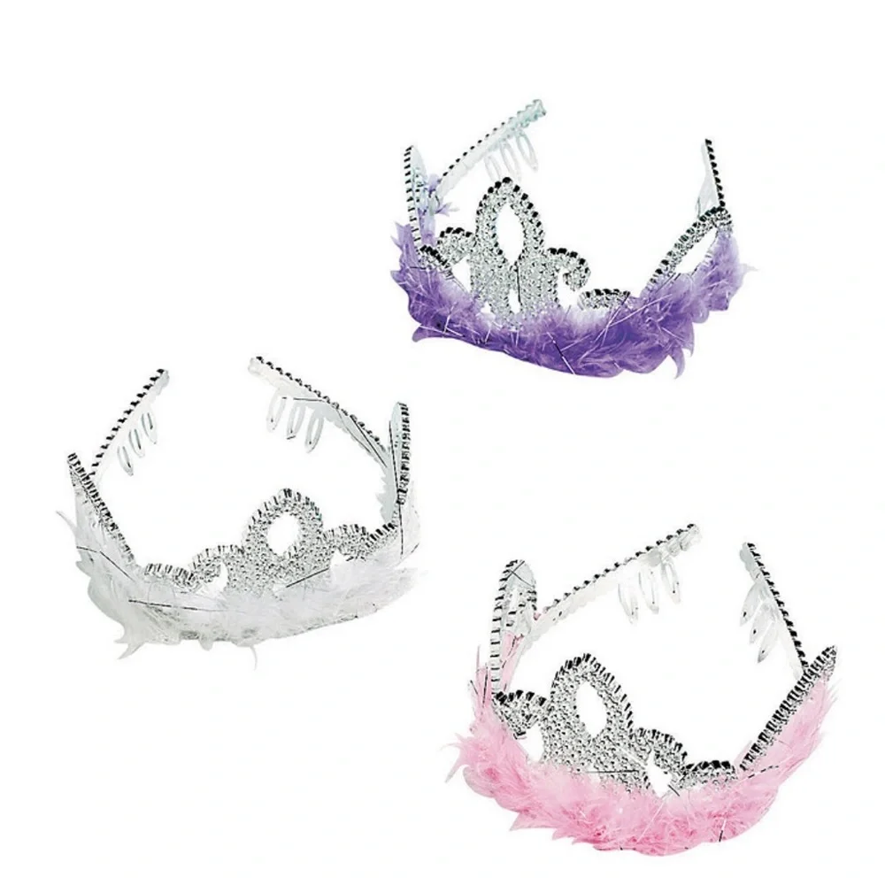 Sparkling Princess Tiara Set of 12- Pink, Purple, and White